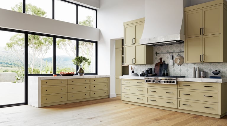 3D project of a classic kitchen in the interior. rendering design